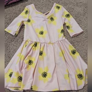 Dot Dot Smile Pink Dress with Yellow Floral Design